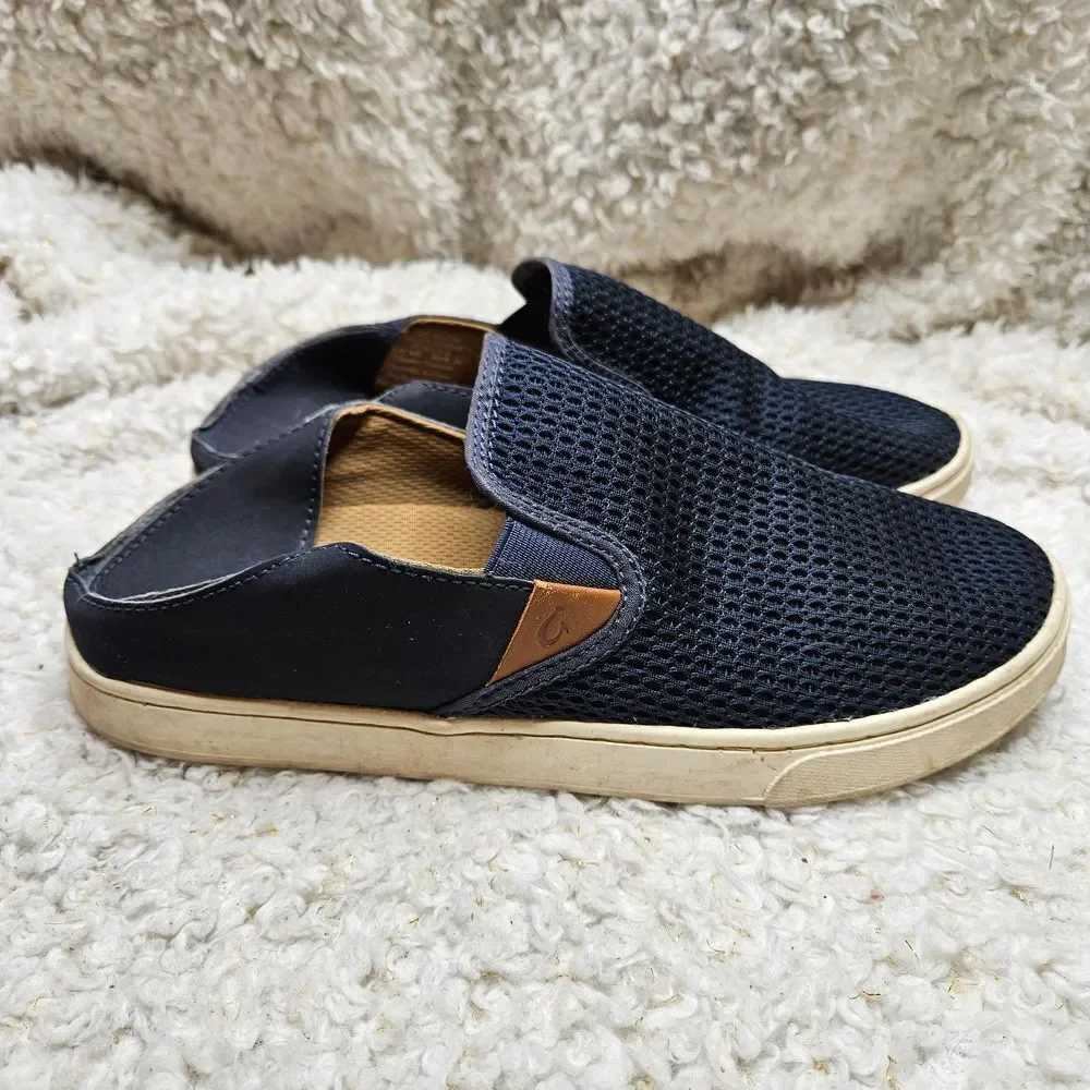 Olukai Pehuea‎ Navy Blue Mesh Top Slip-on Flats sz 9